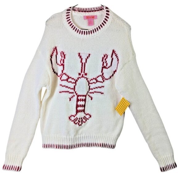 Coco and Shay Sweaters - Coco and Shay size L Red and Cream Lobster Design Crew Neck Sweater Beachy Sea